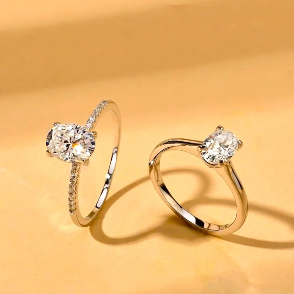 Solitaire Moissanite💍 1.5 Carats Halo Oval Cut Wedding Engagement Promis… - Picture 2 of 10